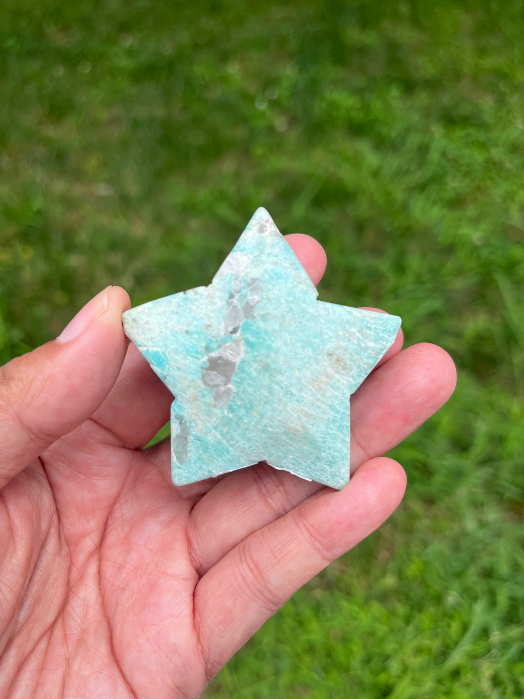 Amazonite with Smoky Quartz - Star - Crystal Carving (A)